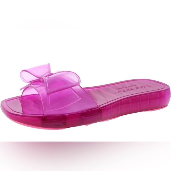 NWT Kate Spade New York Tie The Knot Hot Pink Translucent Slides Women's Size 7 - Picture 5 of 12